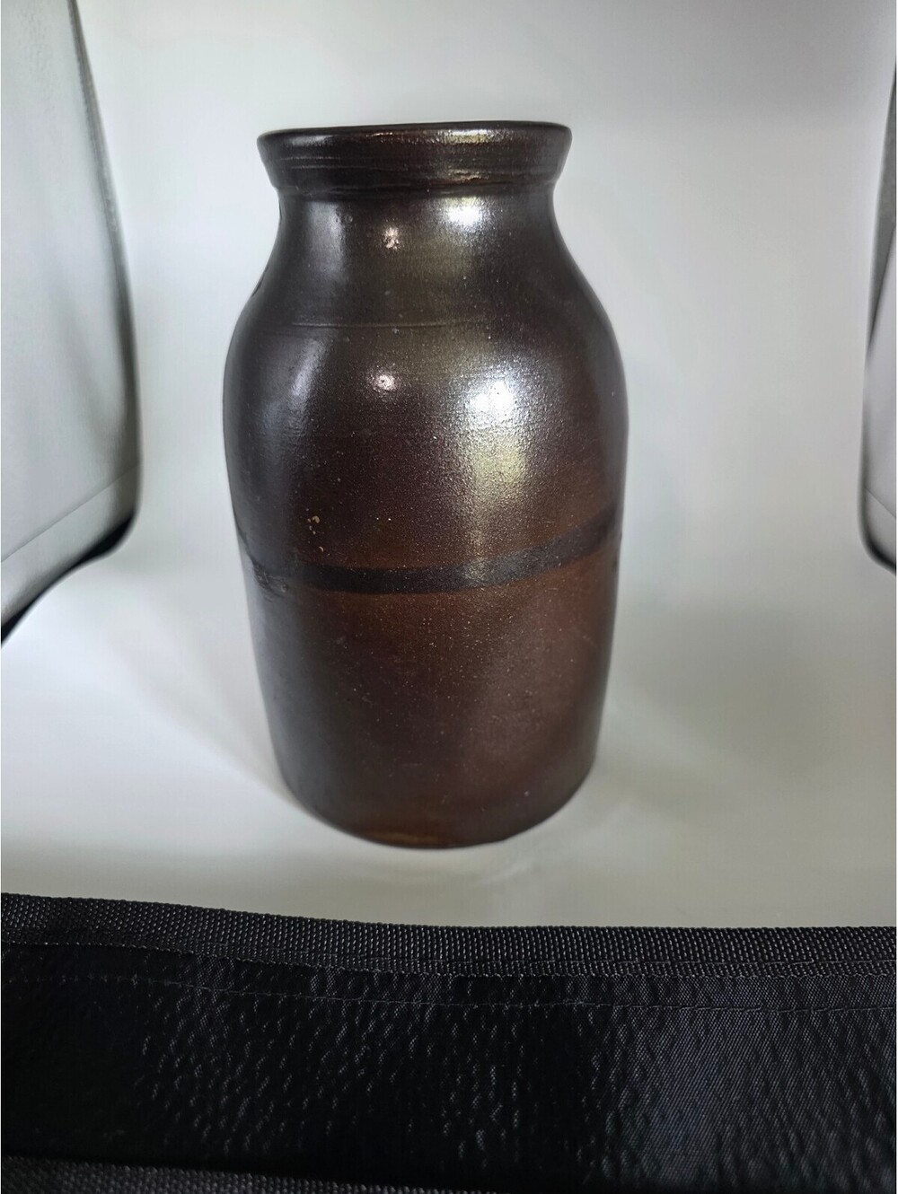 Brown Glazed Stoneware Crock Jar Rustic Farmhouse Pottery Unmarked 8"